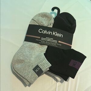 Calvin Klein Athletic Ankle Socks Gray and Black
